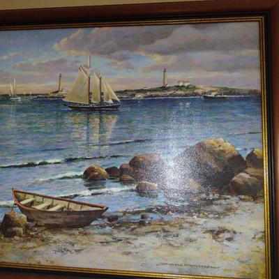 Framed Seascape Painting by Donald Allen Mosher- Approx 23 1/2" x 27 1/2"