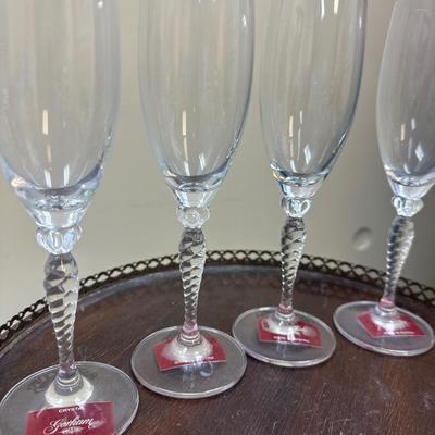Set of 4 Gorham Crystal Flutes Pirouette