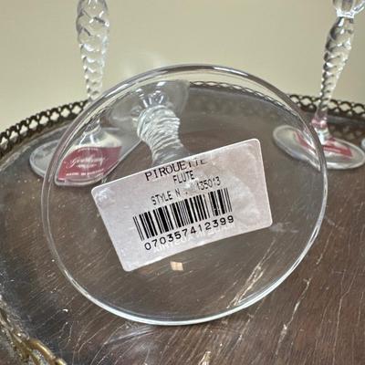 Set of 4 Gorham Crystal Flutes Pirouette