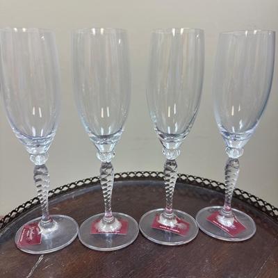 Set of 4 Gorham crystal champagne glasses