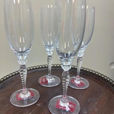Set of 4 Gorham crystal champagne glasses