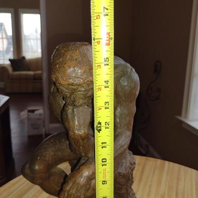 Austin Productions (1962) Ceramic Figurine of 'The Thinker' on Wood Base- Approx 16" Tall