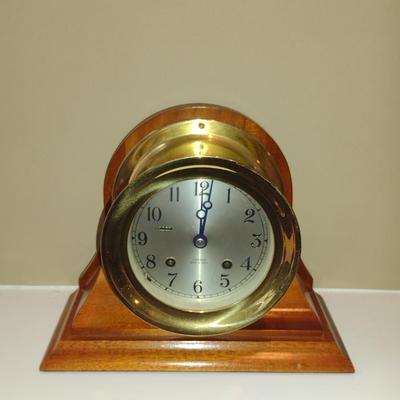 Chelsea Ship's Bell Clock with Wooden Cradle