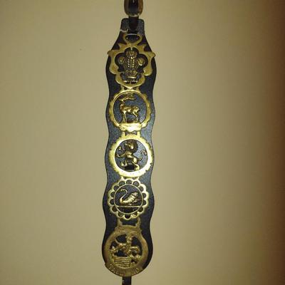 Vintage Brass Horse Medallions on Leather Strap