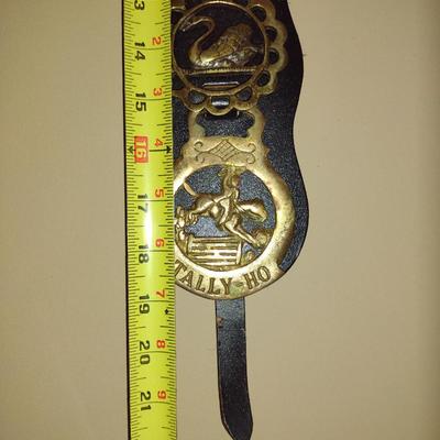 Vintage Brass Horse Medallions on Leather Strap
