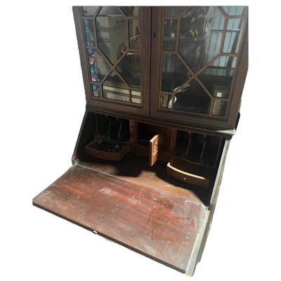Honduras Mahogany Colonial Ball and Claw Feet Tall Secretary Desk