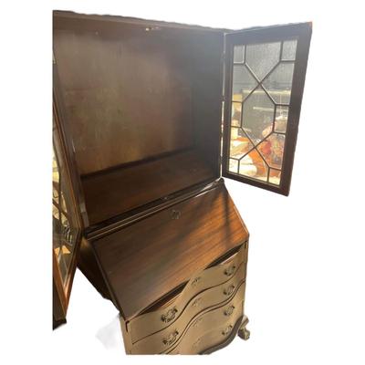 Honduras Mahogany Colonial Ball and Claw Feet Tall Secretary Desk
