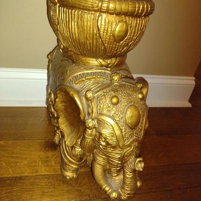 Gilded Elephant Design Flower Holder- Approx 16 1/2" Tall