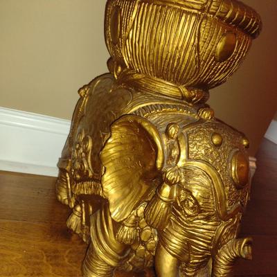 Gilded Elephant Design Flower Holder- Approx 16 1/2" Tall