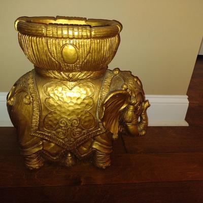 Gilded Elephant Design Flower Holder- Approx 16 1/2" Tall
