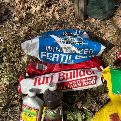 YARD AND GARDEN CHEMICALS, WEED BARRIER AND SPRINKLER PLUS HOSE SPRAYERS