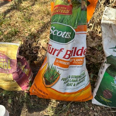 YARD AND GARDEN CHEMICALS, WEED BARRIER AND SPRINKLER PLUS HOSE SPRAYERS