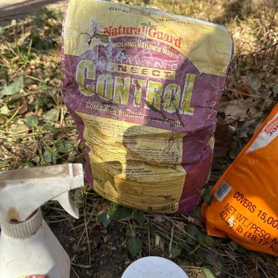 YARD AND GARDEN CHEMICALS, WEED BARRIER AND SPRINKLER PLUS HOSE SPRAYERS