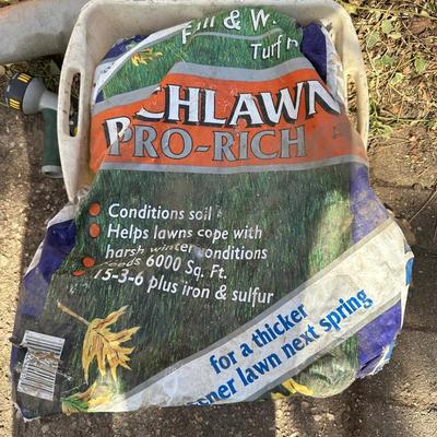 YARD AND GARDEN CHEMICALS, WEED BARRIER AND SPRINKLER PLUS HOSE SPRAYERS
