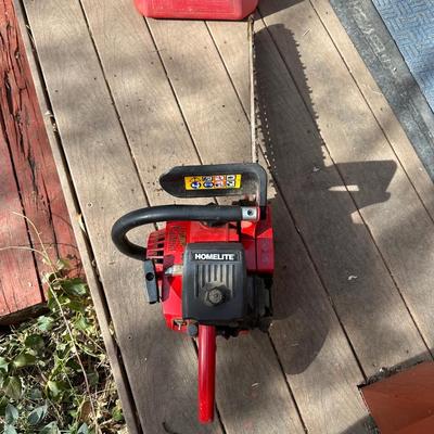 HOMELITE SUPER XL CHAINSAW WITH GAS CAN