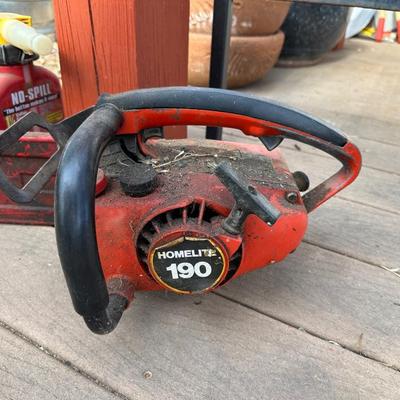 HOMELITE SUPER 2 CHAINSAW WITH GAS CAN