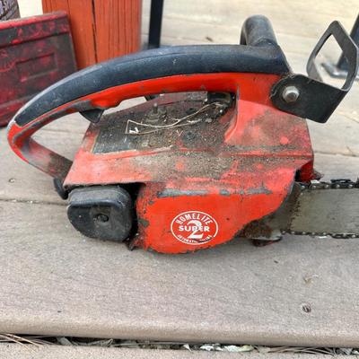 HOMELITE SUPER 2 CHAINSAW WITH GAS CAN