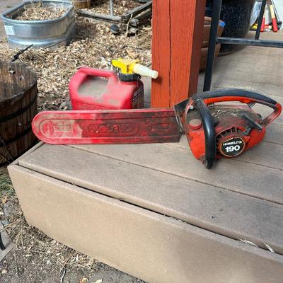 HOMELITE SUPER 2 CHAINSAW WITH GAS CAN