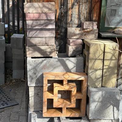 VARIOUS SIZES AND SHAPES OF CINDER BLOCKS