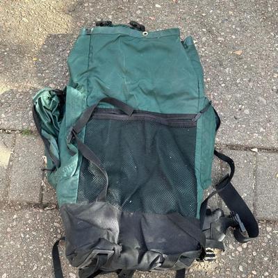 COLEMAN BACKPACK, 2 DUPONT SLEEPING BAGS, FOLDING CAMPING COT PLUS HIKING BOOTS SIZE 11