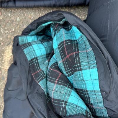 COLEMAN BACKPACK, 2 DUPONT SLEEPING BAGS, FOLDING CAMPING COT PLUS HIKING BOOTS SIZE 11