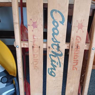 COAST KING VINTAGE SLED AND 2 OTHER SNOW SLEDS
