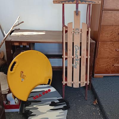 COAST KING VINTAGE SLED AND 2 OTHER SNOW SLEDS