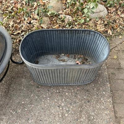 FIRE PIT AND GALVANIZED CONTAINER