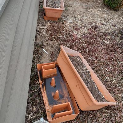 Set of Three Self-Watering Flower Planters- Approx 13" x 27 1/2"