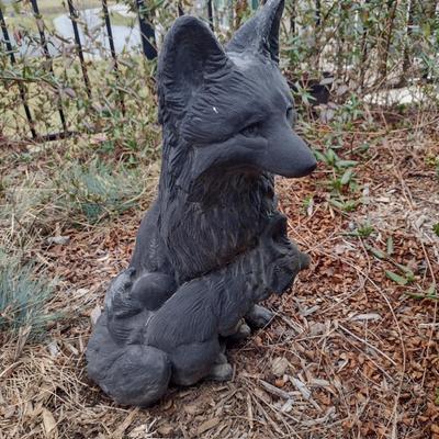 Ceramic/Plaster Mold Fox with Kit Lawn Art- Approx 21" Tall