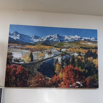 MOUNTAIN SCENE PHOTO ON CANVAS AND VAN GOGH FRAMED POSTER