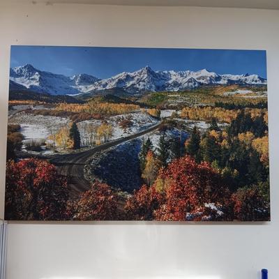MOUNTAIN SCENE PHOTO ON CANVAS AND VAN GOGH FRAMED POSTER