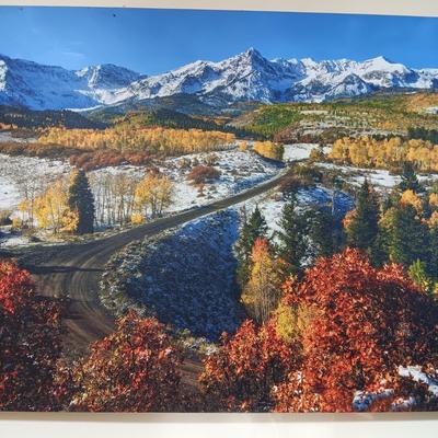 MOUNTAIN SCENE PHOTO ON CANVAS AND VAN GOGH FRAMED POSTER