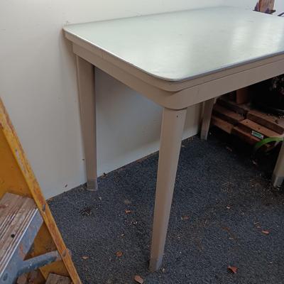 METAL WORK TABLE WITH FORMICA TOP