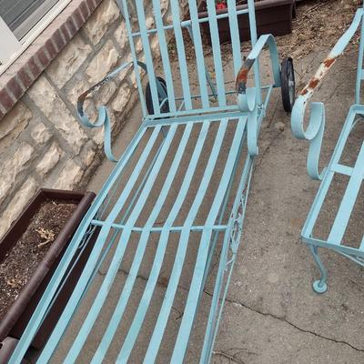 Vintage Metal Patio Furniture- Chair, Lounger, and Side Table