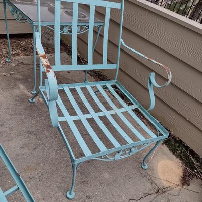 Vintage Metal Patio Furniture- Chair, Lounger, and Side Table