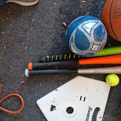 ALUMINUM LOUISVILLE SLUGGER BAT, BASKETBALLS AND MORE
