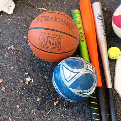 ALUMINUM LOUISVILLE SLUGGER BAT, BASKETBALLS AND MORE
