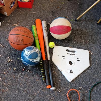 ALUMINUM LOUISVILLE SLUGGER BAT, BASKETBALLS AND MORE