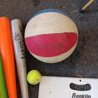 ALUMINUM LOUISVILLE SLUGGER BAT, BASKETBALLS AND MORE