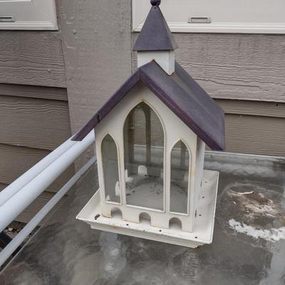 Metal and Glass Bird Feeder- Approx 12" Tall