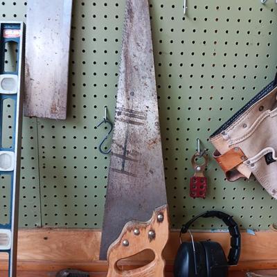 LEATHER TOOL BELT AND HAND TOOLS