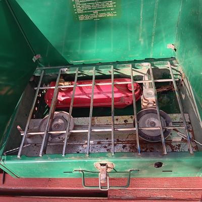COLEMAN CAMPING STOVE, HOT DOG COOKER AND SKEWERS