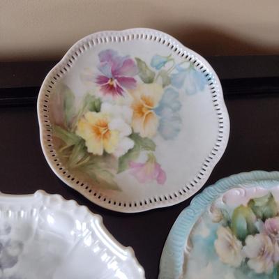 Collection of Hand Painted Plates with Floral Designs- Assorted Sizes