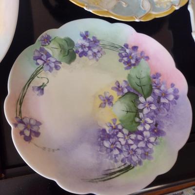 Collection of Hand Painted Plates with Floral Designs- Assorted Sizes