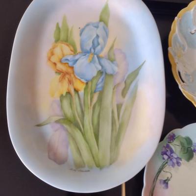 Collection of Hand Painted Plates with Floral Designs- Assorted Sizes