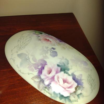 Pair of Hand Painted by Local Artist Ceramic Storage Boxes
