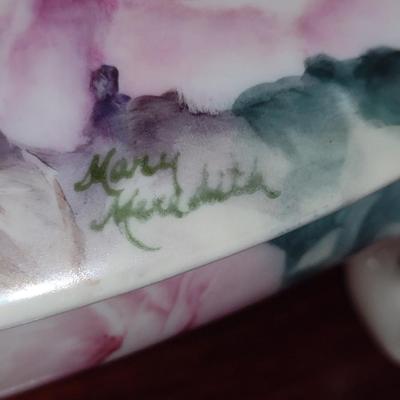 Pair of Hand Painted by Local Artist Ceramic Storage Boxes