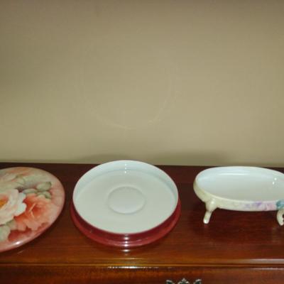 Pair of Hand Painted by Local Artist Ceramic Storage Boxes