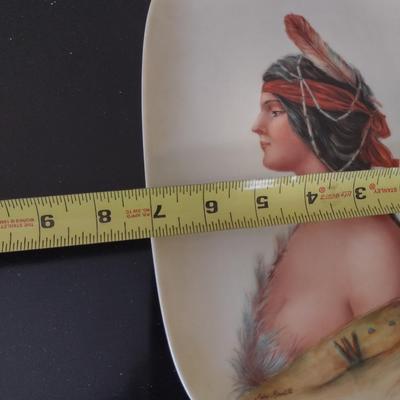 Native American Portrait Plate Hand Painted by Local Artist- Approx 7" x 10 1/2"